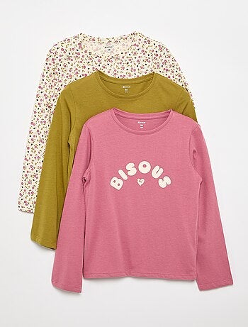 Set van 3 T-shirts met lange mouwen