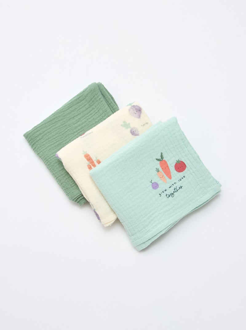 Set van 3 unisex badstofdoeken Wit - Kiabi
