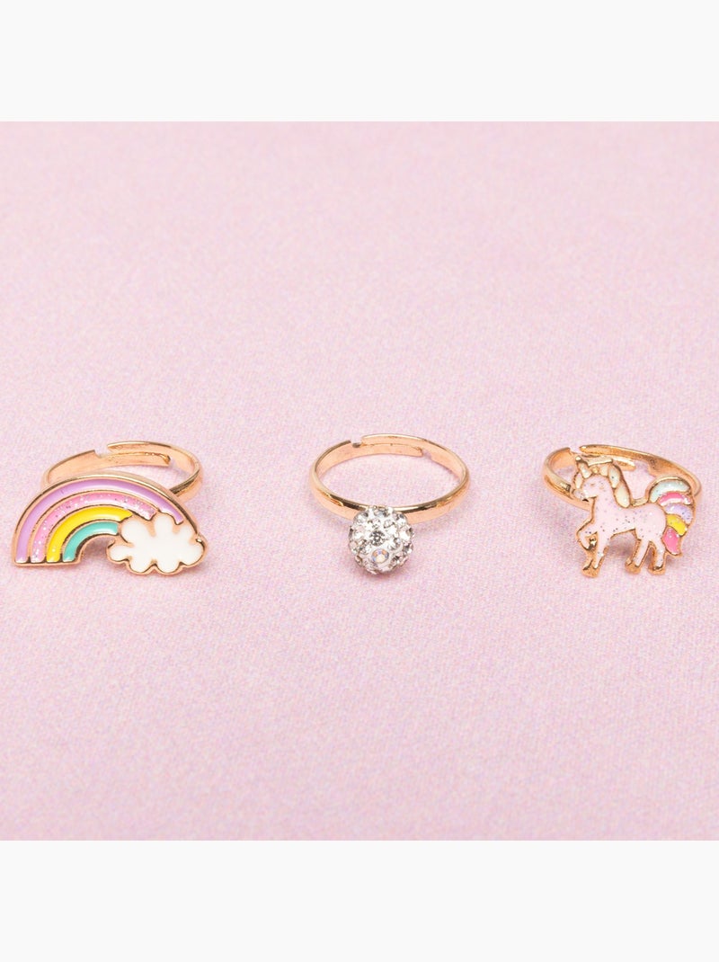 Set van 3 verstelbare eenhoornringen met regenboog Roze - Kiabi