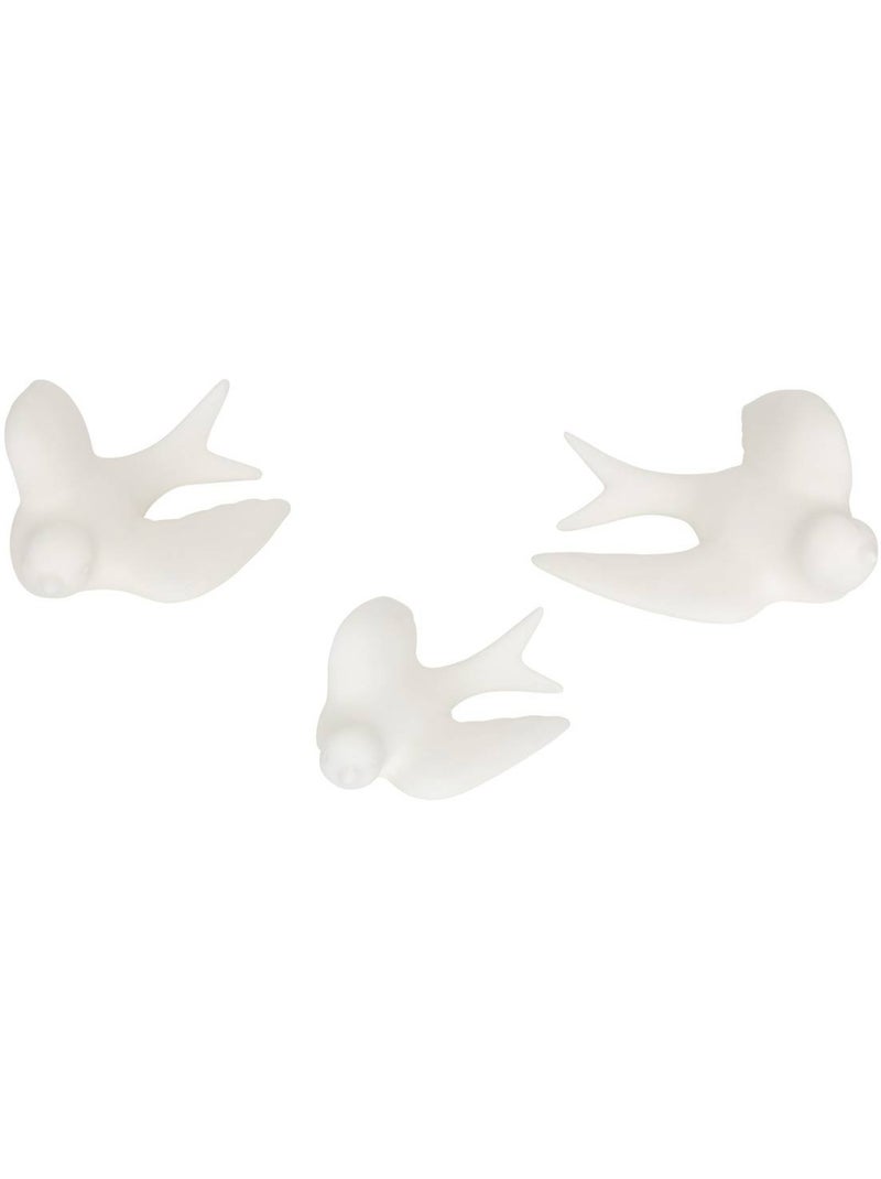 Set van 3 vogels van dolomiet als wanddecoratie Wit - Kiabi