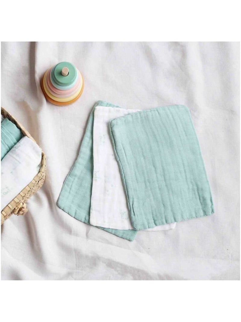 Set van 3 washandjes Lichtgroen - Kiabi
