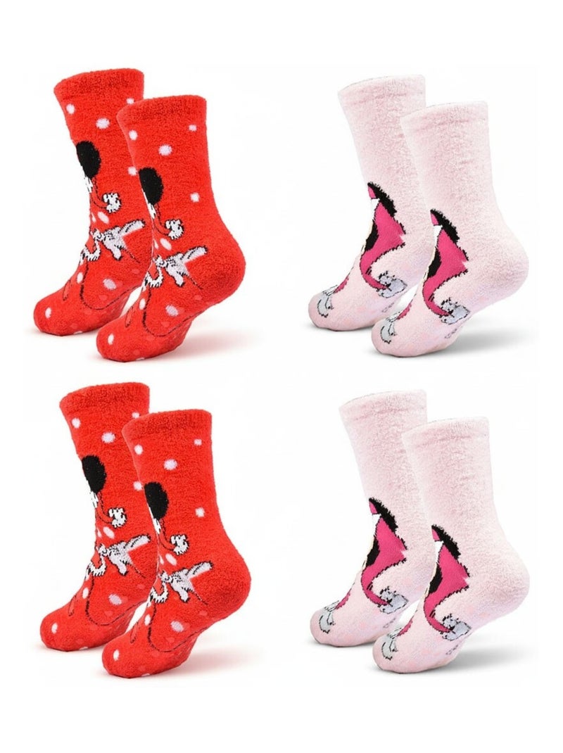 Set van 4 antislip sokken kinderen Disney MINNIE Roodroze - Kiabi