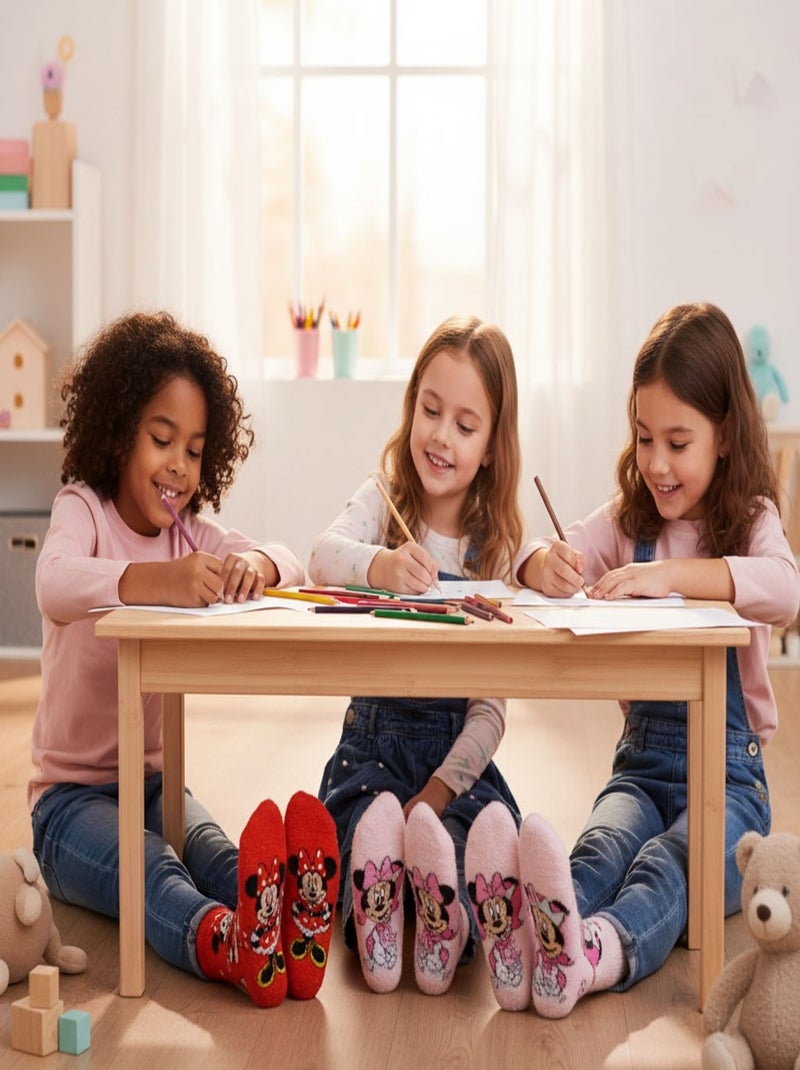 Set van 4 antislip sokken kinderen Disney MINNIE Roodroze - Kiabi