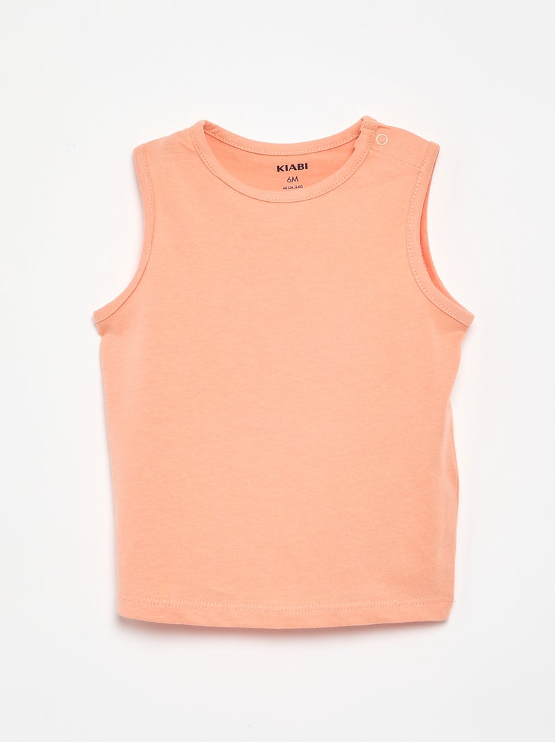 Set van 4 effen hemdjes Oranje - Kiabi