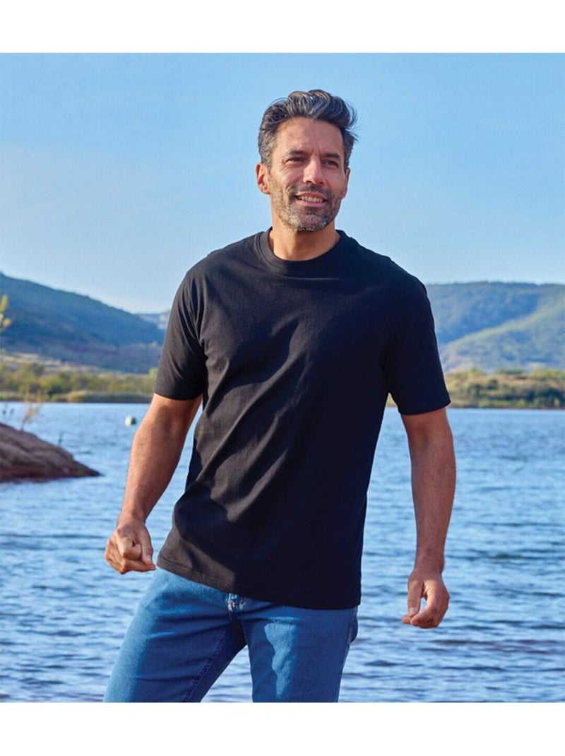Set van 4 effen T-shirts - ATLAS FOR MEN Zwart - Kiabi