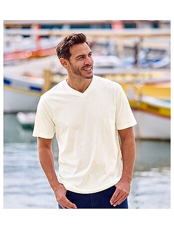 Set van 4 effen T-shirts met v-hals - ATLAS FOR MEN