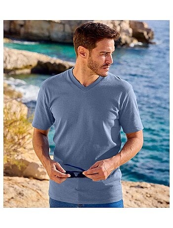 Set van 4 effen T-shirts met v-hals - ATLAS FOR MEN