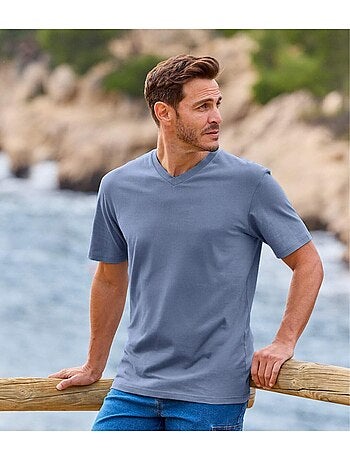 Set van 4 effen T-shirts met v-hals - ATLAS FOR MEN