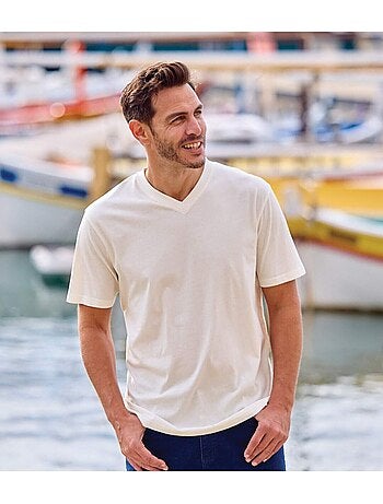Set van 4 effen T-shirts met v-hals - ATLAS FOR MEN