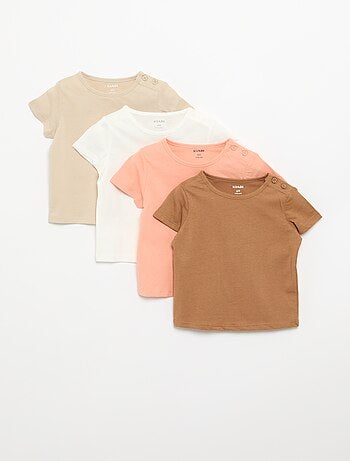 Set van 4 effen T-shirts