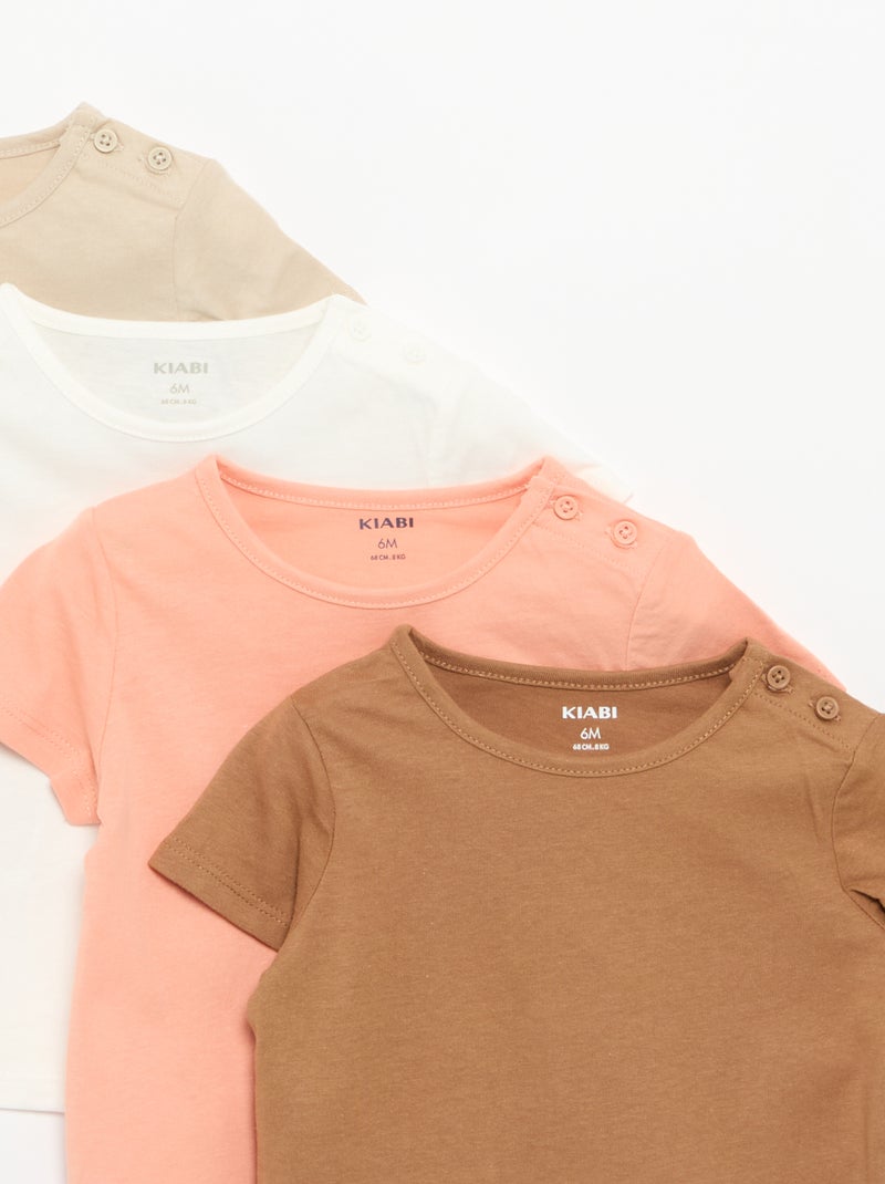 Set van 4 effen T-shirts Oranje - Kiabi