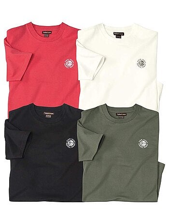 Set van 4 effen T-shirts van katoen - ATLAS FOR MEN