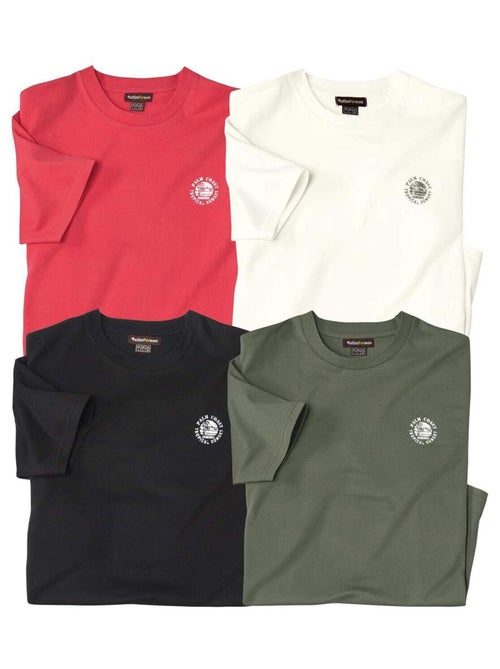 Set van 4 effen T-shirts van katoen - ATLAS FOR MEN - Kiabi