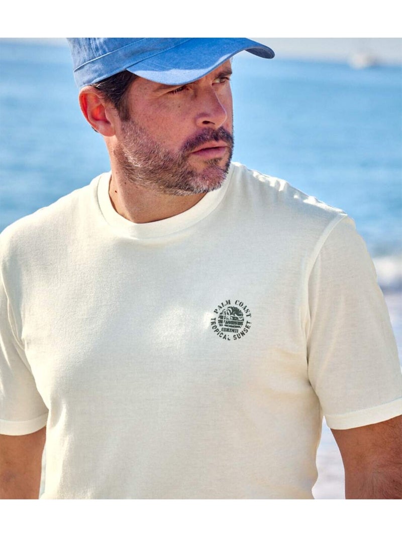 Set van 4 effen T-shirts van katoen - ATLAS FOR MEN Wit Beige Zwart - Kiabi