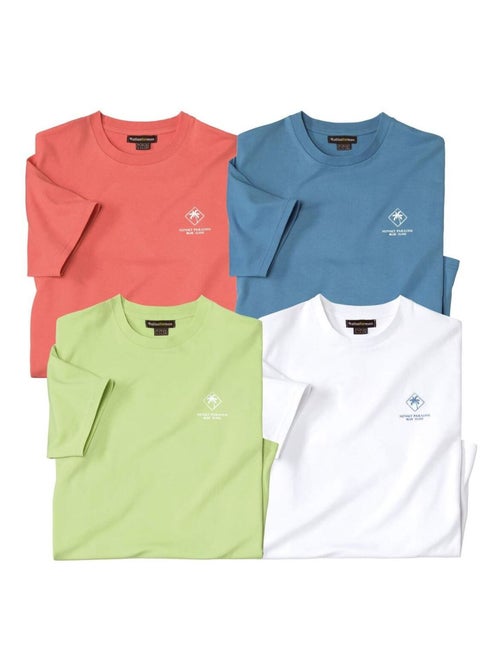 Set van 4 effen T-shirts van katoen Palm  - ATLAS FOR MEN - Kiabi