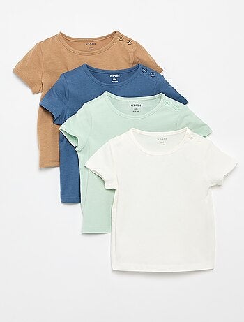 Set van 4 effen T-shirts