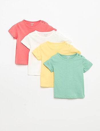 Set van 4 effen T-shirts