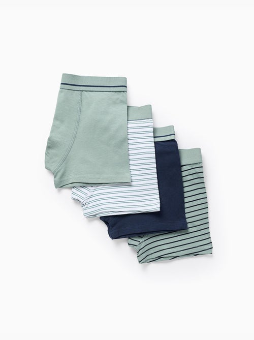 Set van 4 effen/gestreepte boxershorts - Kiabi