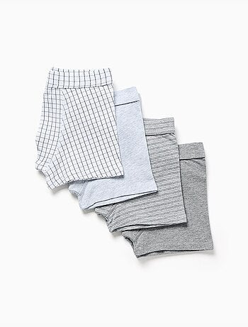 Set van 4 effen/gestreepte boxershorts