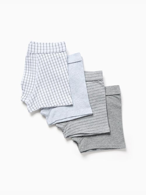 Set van 4 effen/gestreepte boxershorts - Kiabi