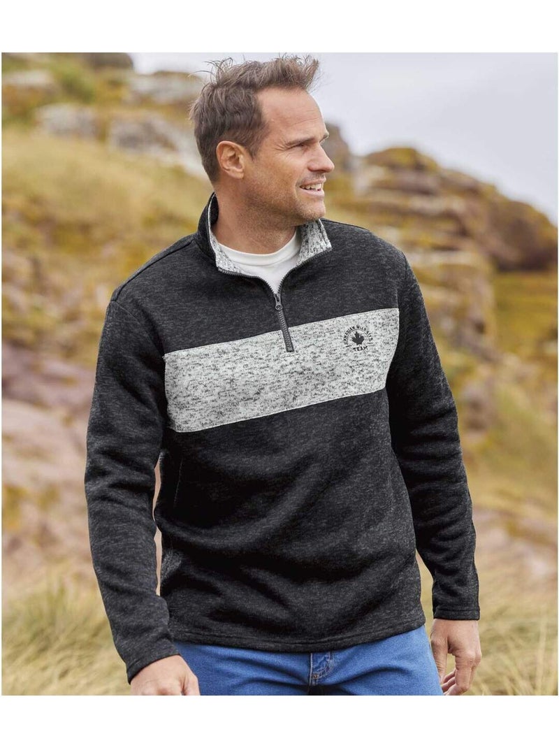 Set van 4 fleecetruien met ritskraag - atlas for men Blauw Grijs Zwart - Kiabi