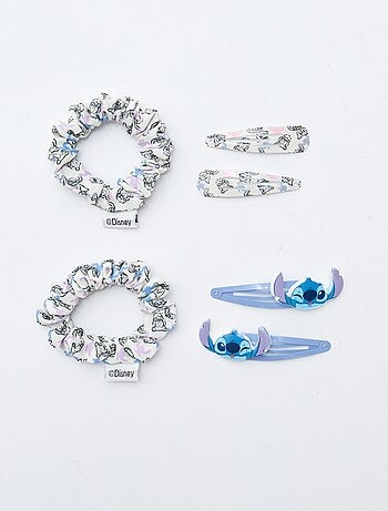 Set van 4 haarspelden + 2 elastiekjes 'Stitch'