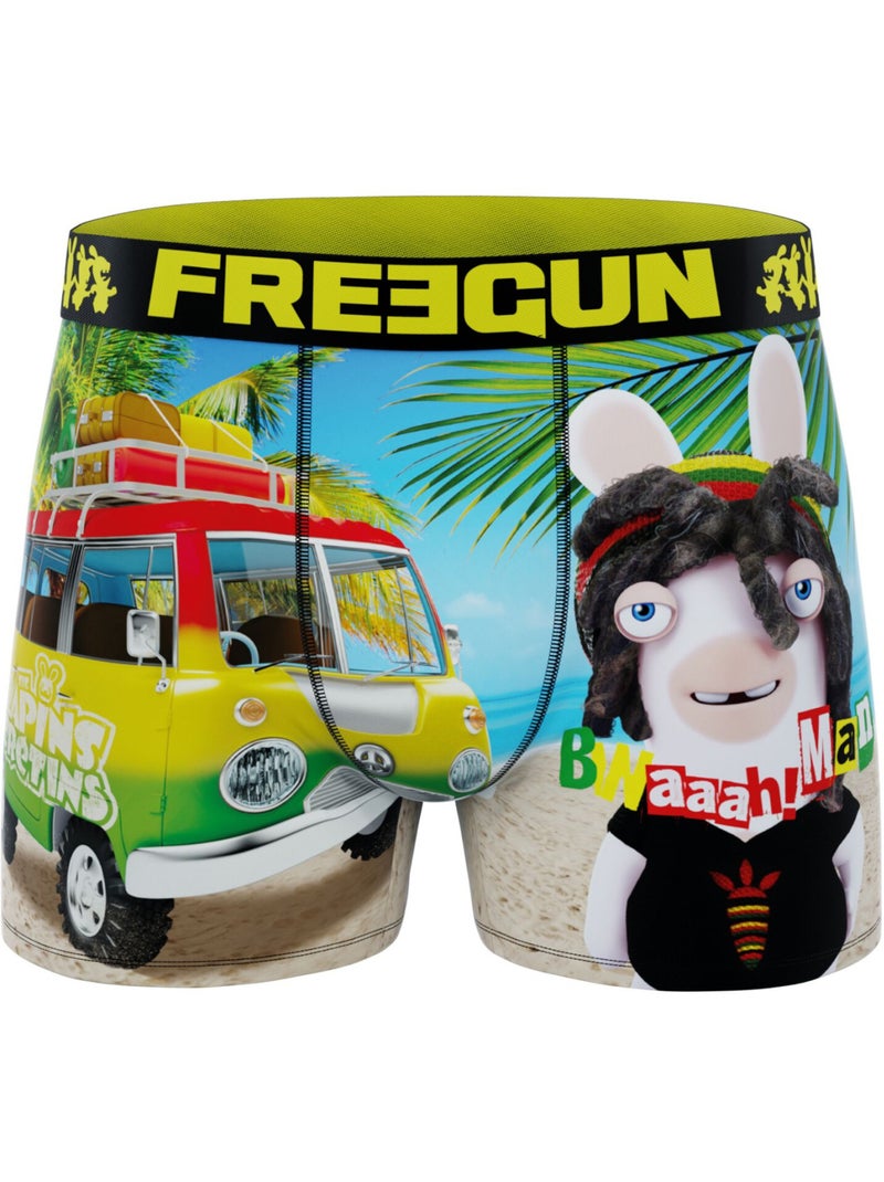 Set van 4 herenboxershorts met een raving rabbids-design. Blauw - Kiabi