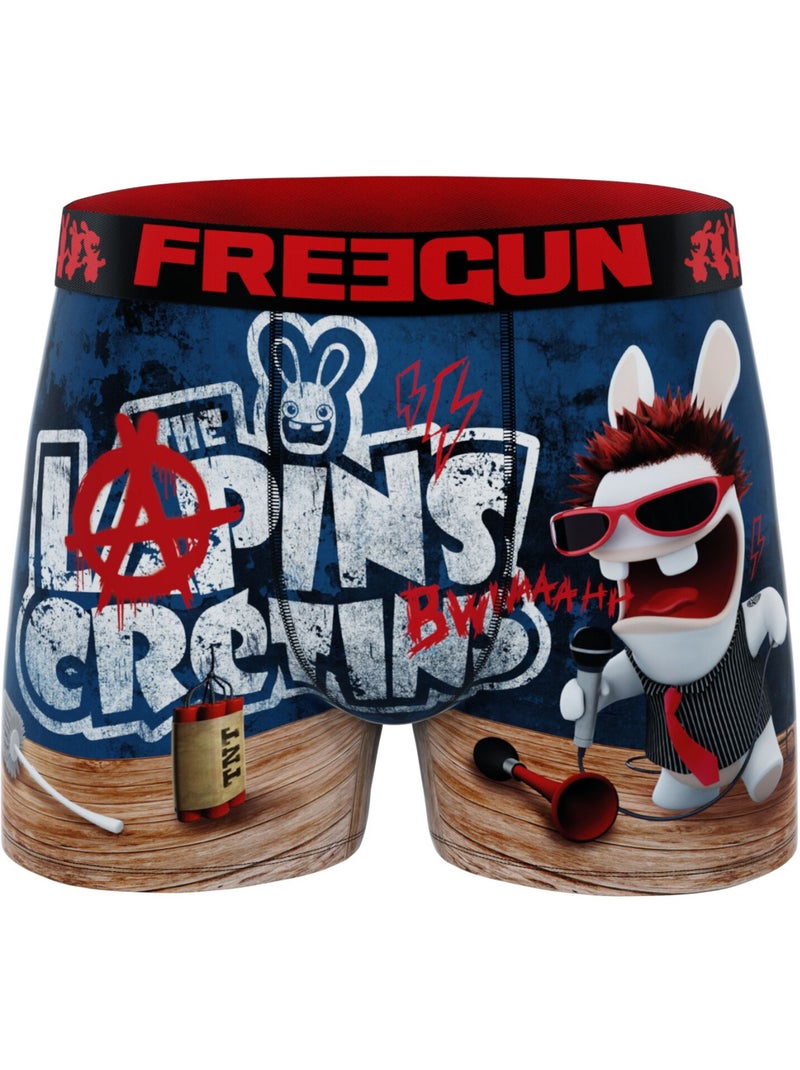 Set van 4 herenboxershorts met een raving rabbids-design. Blauw - Kiabi