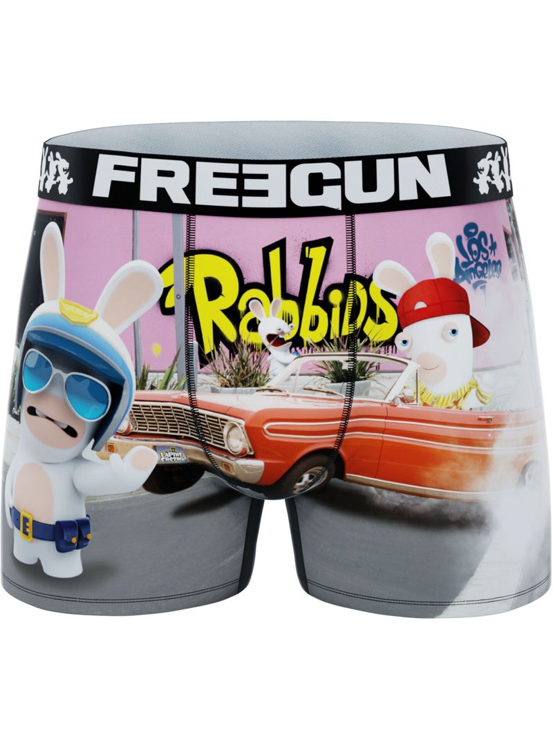 Set van 4 herenboxershorts met een raving rabbids-design. Blauw - Kiabi