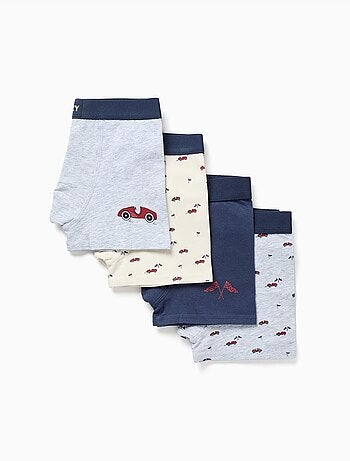 Set van 4 katoenen boxershorts met auto-opdrukken