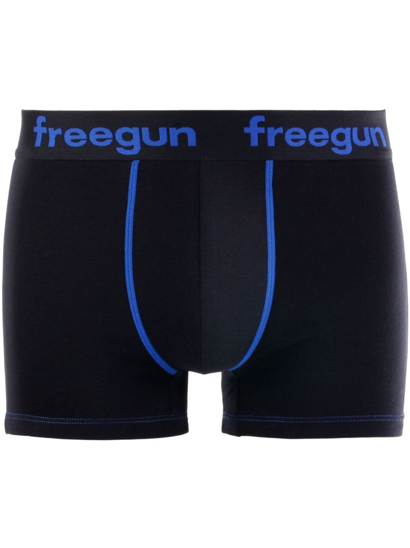 Set van 4 katoenen boxershorts voor heren, blauw Zwart - Kiabi