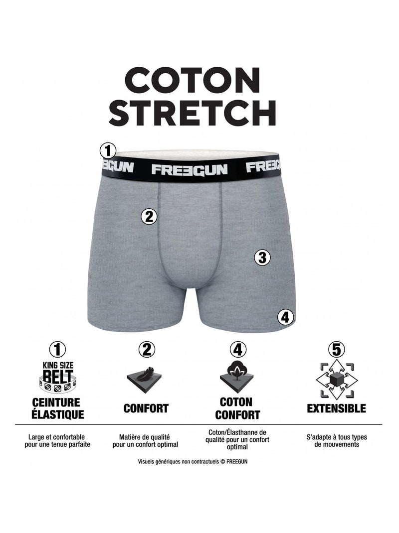 Set van 4 katoenen boxershorts voor jongens, grijs Grijs - Kiabi