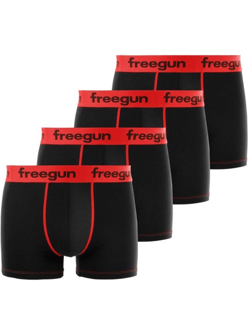 Set van 4 katoenen boxershorts voor jongens, rood - Kiabi Set van 4 katoenen boxershorts voor jongens, rood - Kiabi