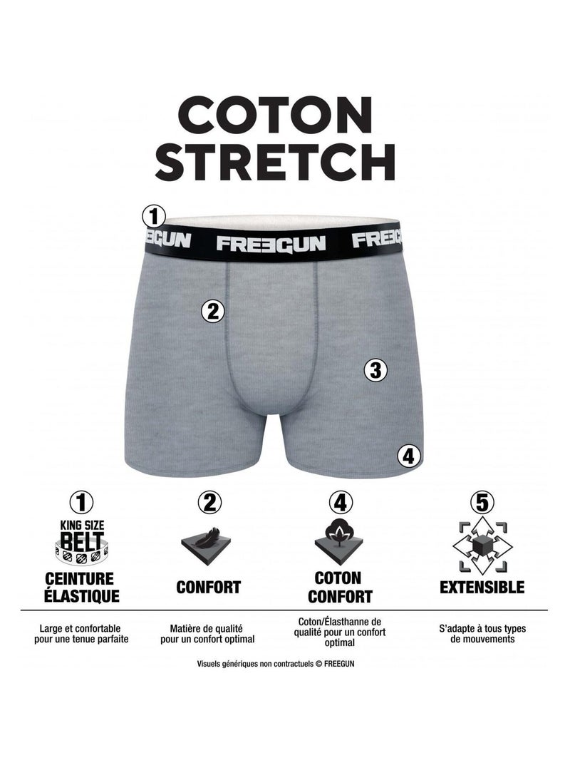 Set van 4 katoenen boxershorts voor jongens, rood Zwart - Kiabi
