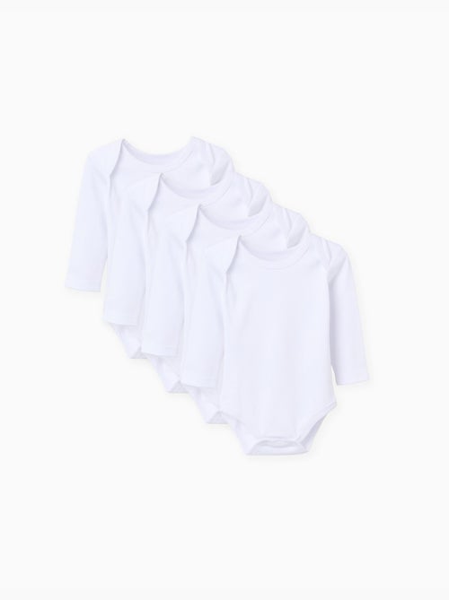 Set van 4 katoenen rompertjes met envelopschouders - Kiabi Set van 4 katoenen rompertjes met envelopschouders - Kiabi