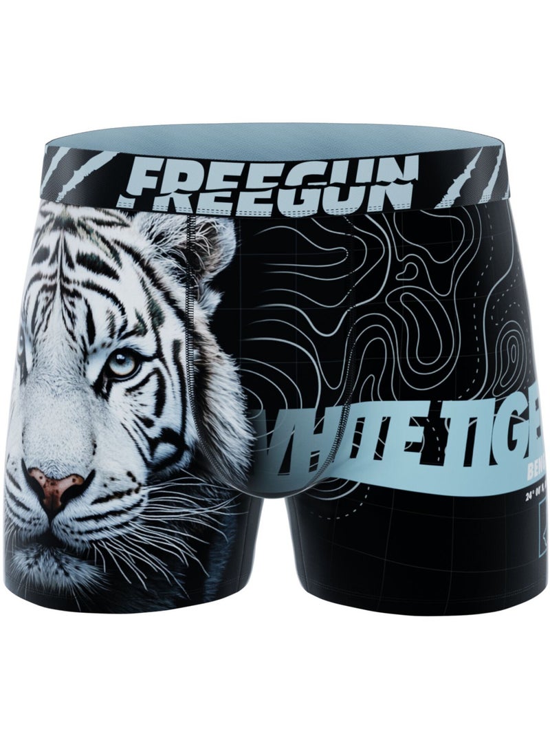 Set van 4 kinderboxershorts, 2 jaar garantie, wild life Zwart - Kiabi