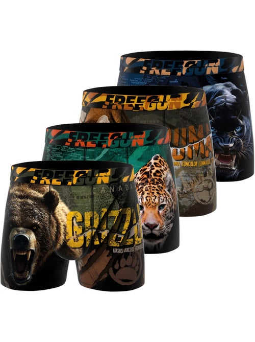 Set van 4 kinderboxershorts, 2 jaar garantie, wilde dieren - Kiabi