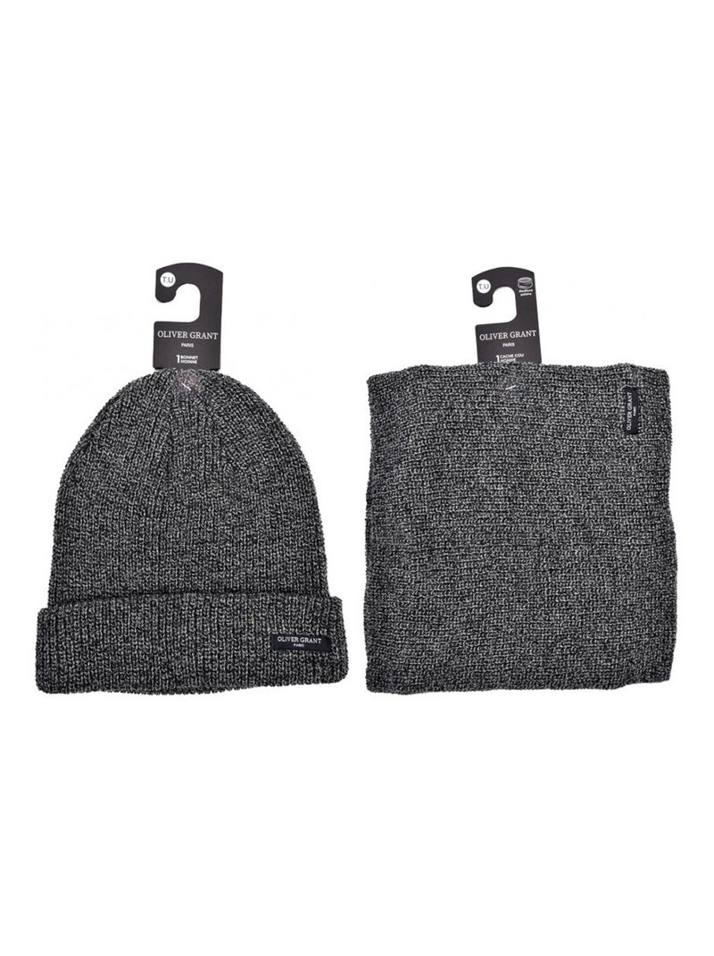 Set van 4 Mutsen-Nekwarmer Heren OLIVER GRANT Grijs - Kiabi