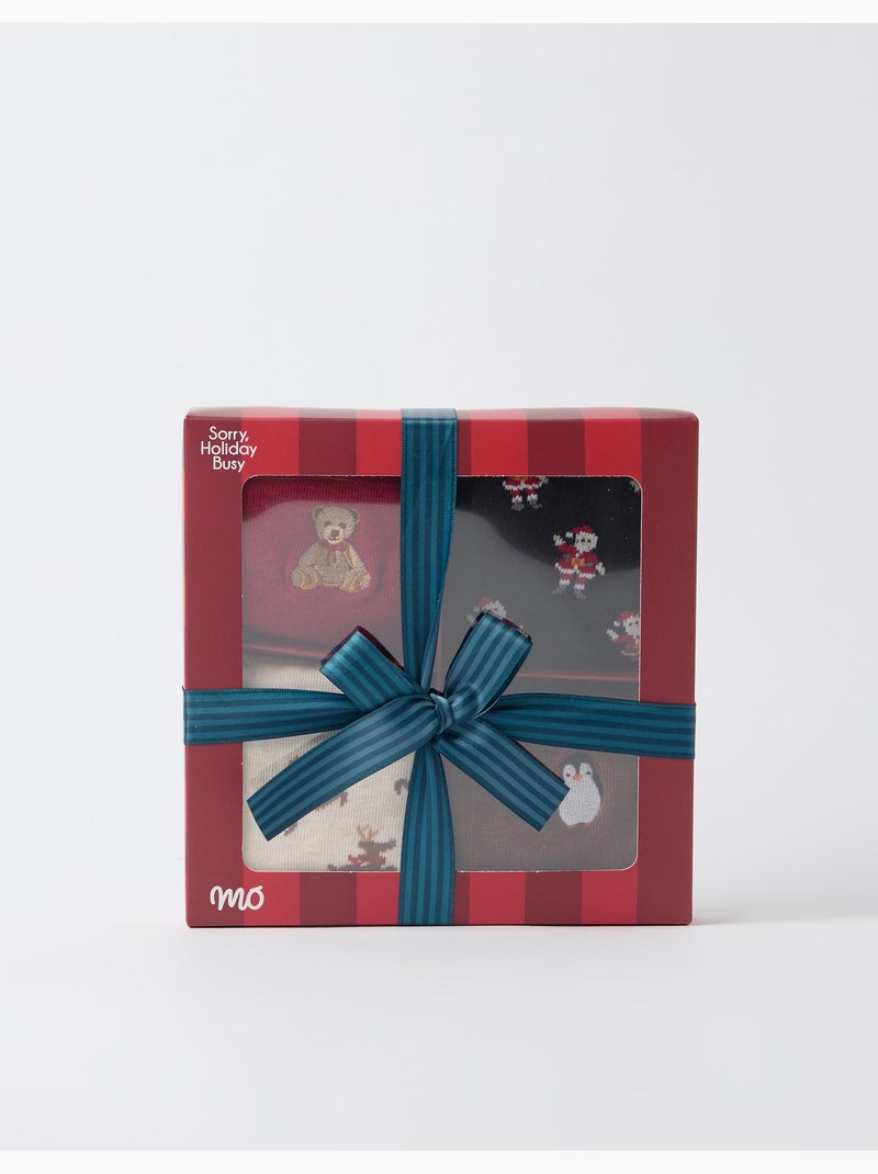 Set van 4 paar kerstsokken, mo fashion Zwart - Kiabi