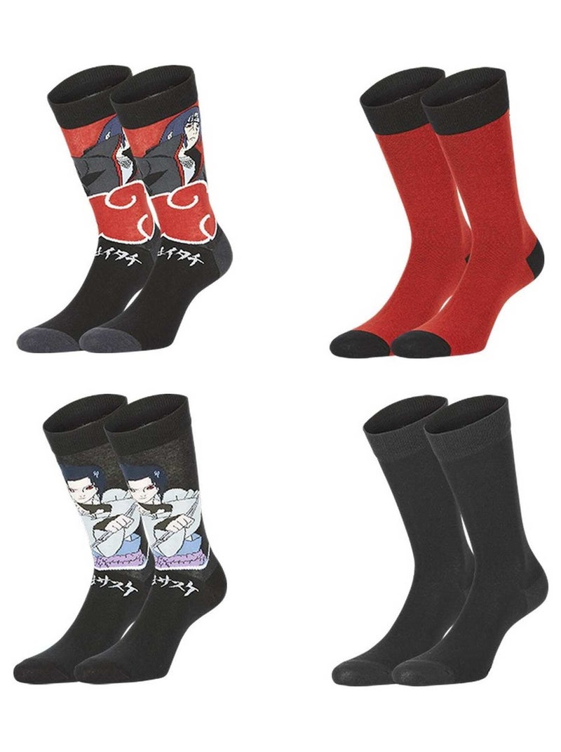 Set van 4 paar naruto shippuden sokken voor jongens Zwart - Kiabi