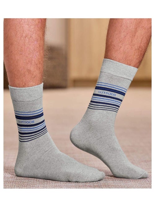 Set van 4 paar sokken met jacquardmotief  - ATLAS FOR MEN - Kiabi