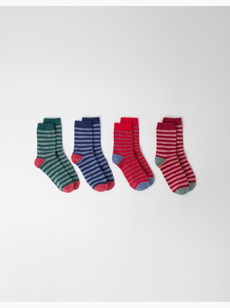 Set van 4 paar sokken, mo fashion Rood - Kiabi