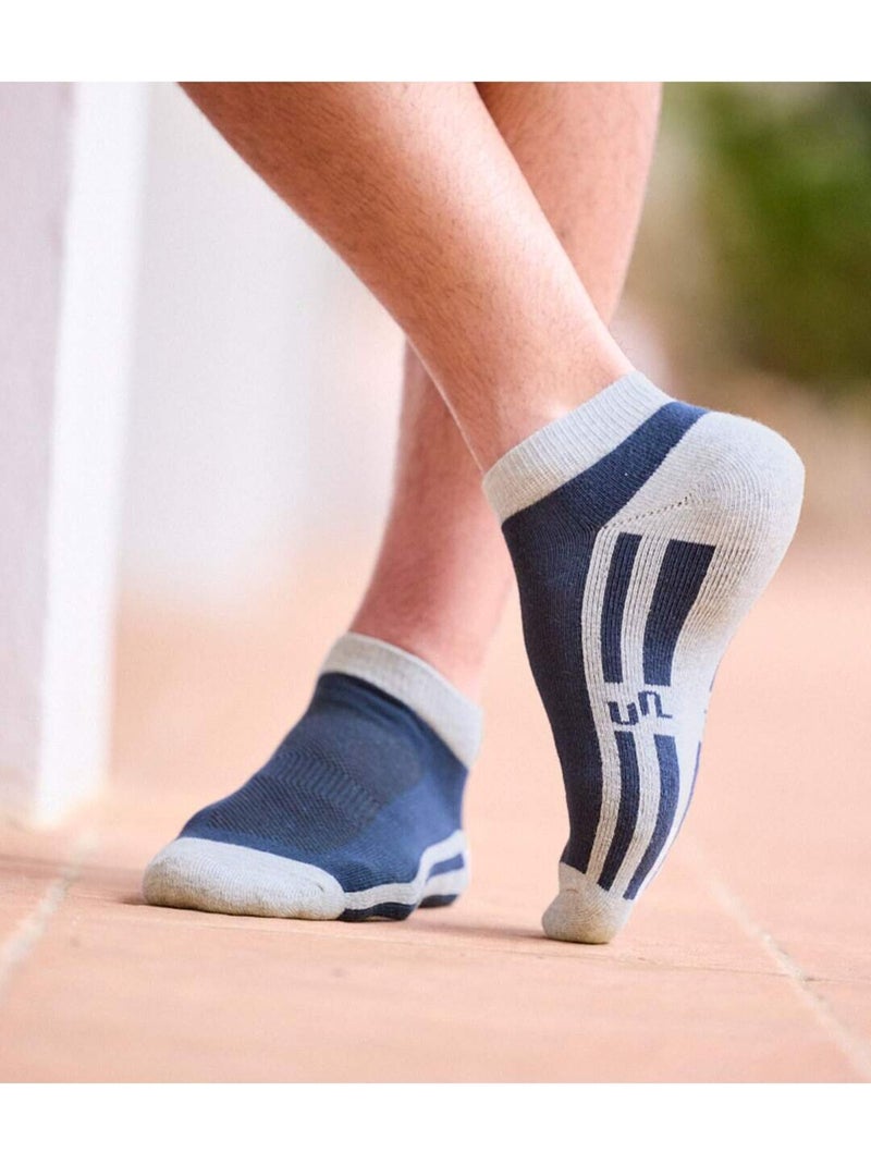 Set van 4 paar tweekleurige enkelsokken  - atlas for men Wit Marineblauw Zwart - Kiabi