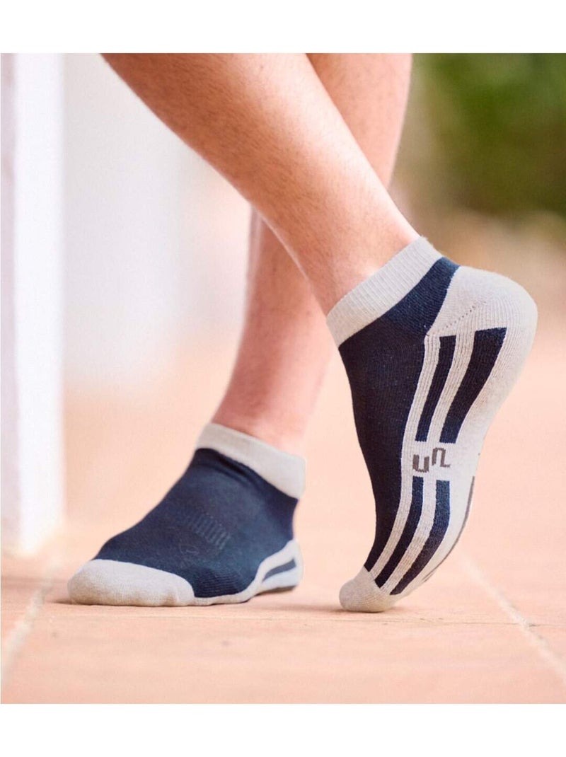 Set van 4 paar tweekleurige enkelsokken  - atlas for men Wit Marineblauw Zwart - Kiabi