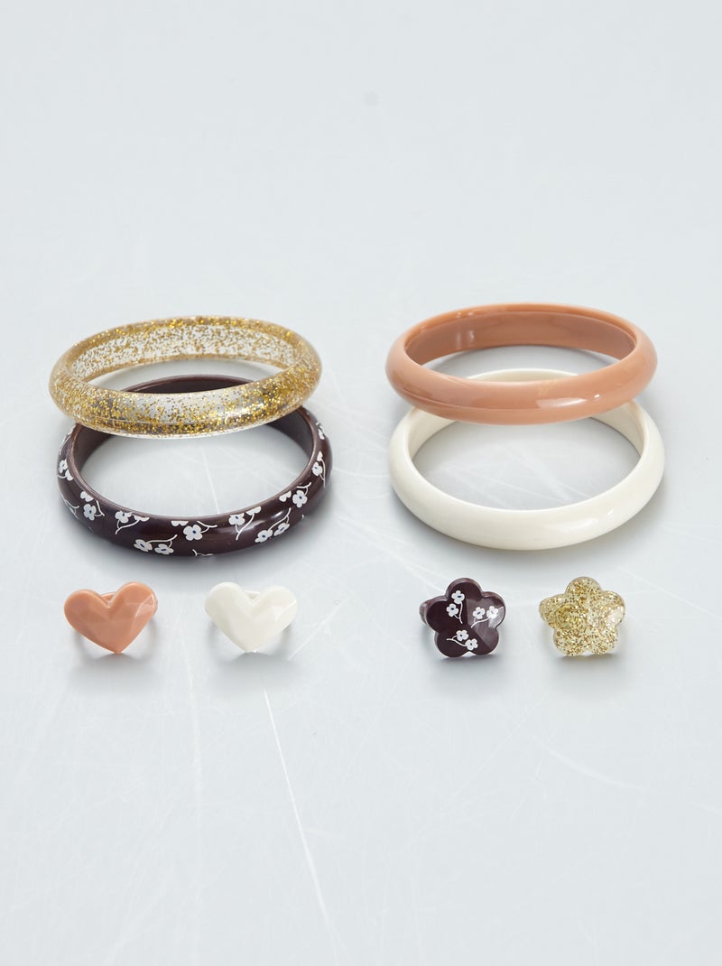 Set van 4 ringen en 4 armbanden meerkleurig - Kiabi