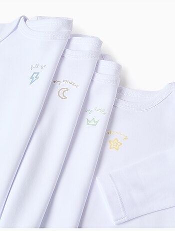 Set van 4 rompertjes met borstprint