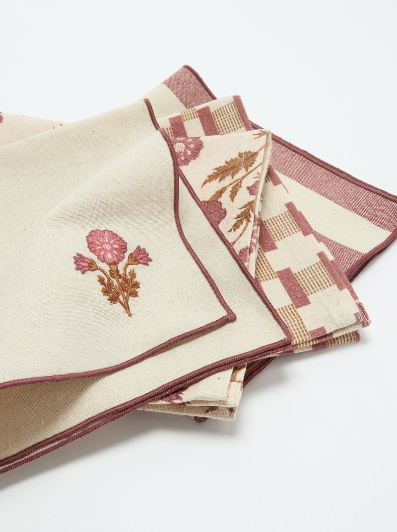 Set van 4 servetten 40 x 40 cm Rose - Kiabi