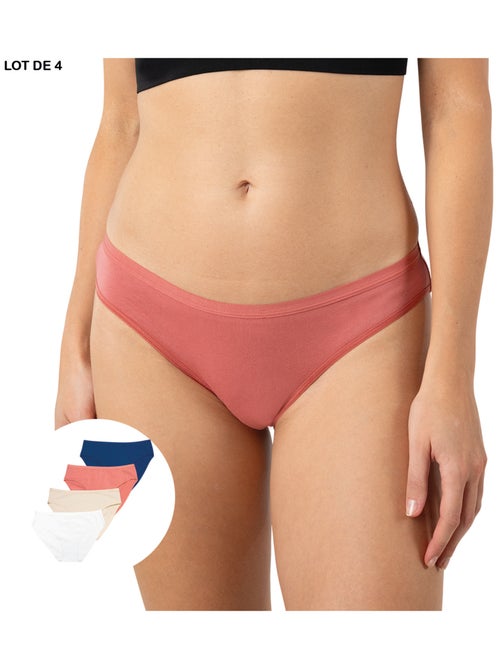 Set van 4 slipjes dames ecopack basic athena - Kiabi
