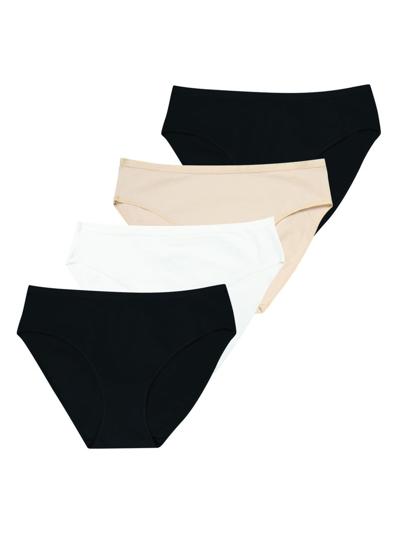 Set van 4 slipjes dames ecopack basic athena Zwart - Kiabi