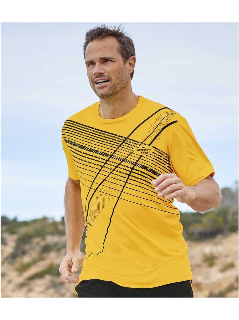 Set van 4  sport-T-shirts met print - ATLAS FOR MEN Wit Geel Zwart - Kiabi